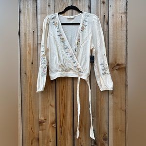 Lucky Brand Floral Blouse with Tie